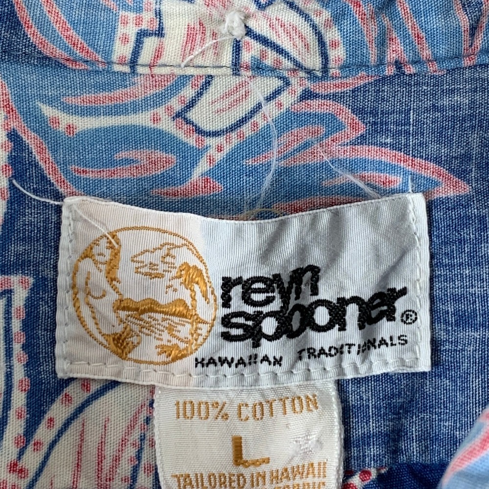Vintage Reyn Spooner Shirt Men Large Blue Floral Reverse Print Popover - Picture 2 of 10